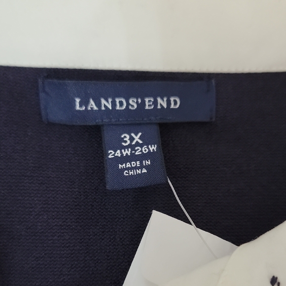 Lands' End Dark Blue Women Sweater with White Accents Cotton Size XXL - Picture 4 of 8